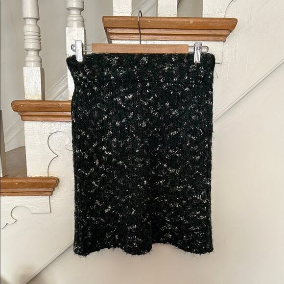 Kenar Black Green Knitted Pencil Skirt Textured Alpaca Wool Blend Size S Small - Picture 1 of 5